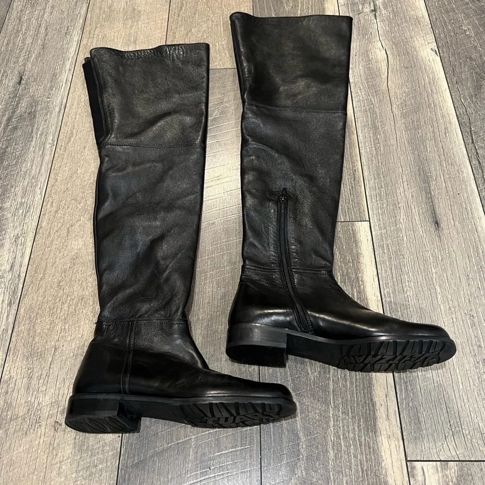 Stuart Weitzman black leather Hilo over the knee boots